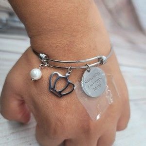 Stainless Adjustable Wire Bangle Bracelet w/ Keychain "Remember I Love you. Mom